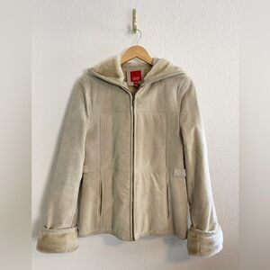 Vintage Esprit Genuine Leather Hooded Jacket w/ Faux Fur Lining - Women’s Size S